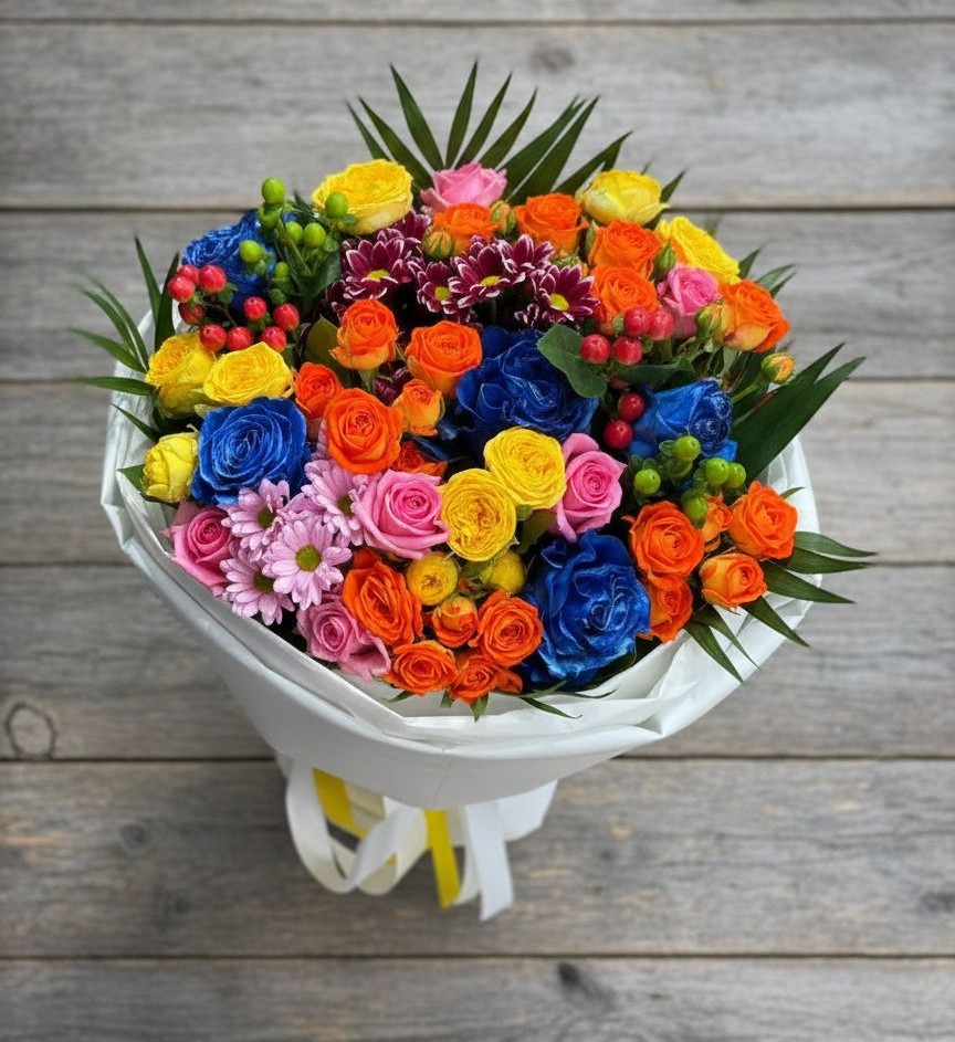 Букет цветов из: Розы и Хризантемы в Раздольном Новосибирской области