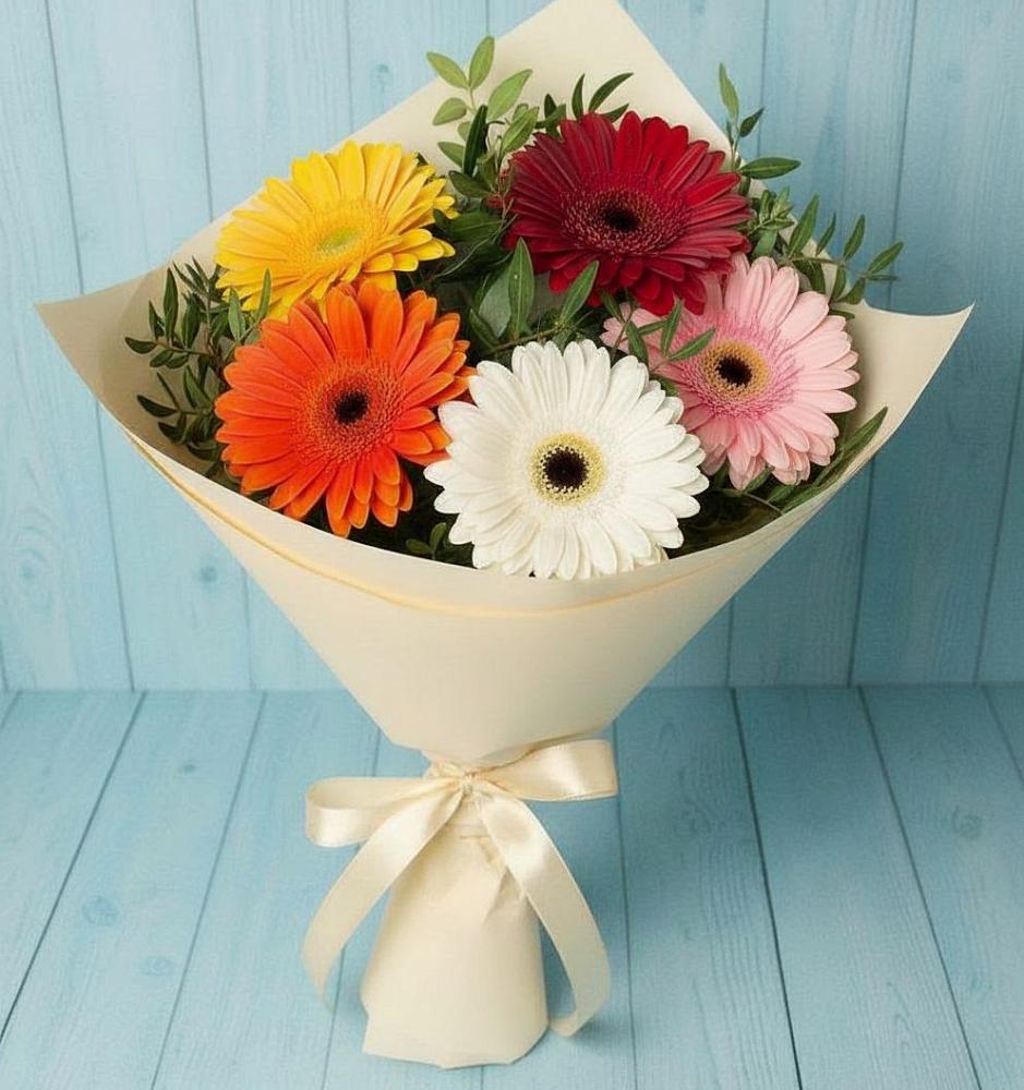 Букет цветов из: Герберы в Раздольном Новосибирской области