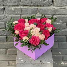 Цветочная композиция из Розы в коробке в Раздольном Новосибирской области