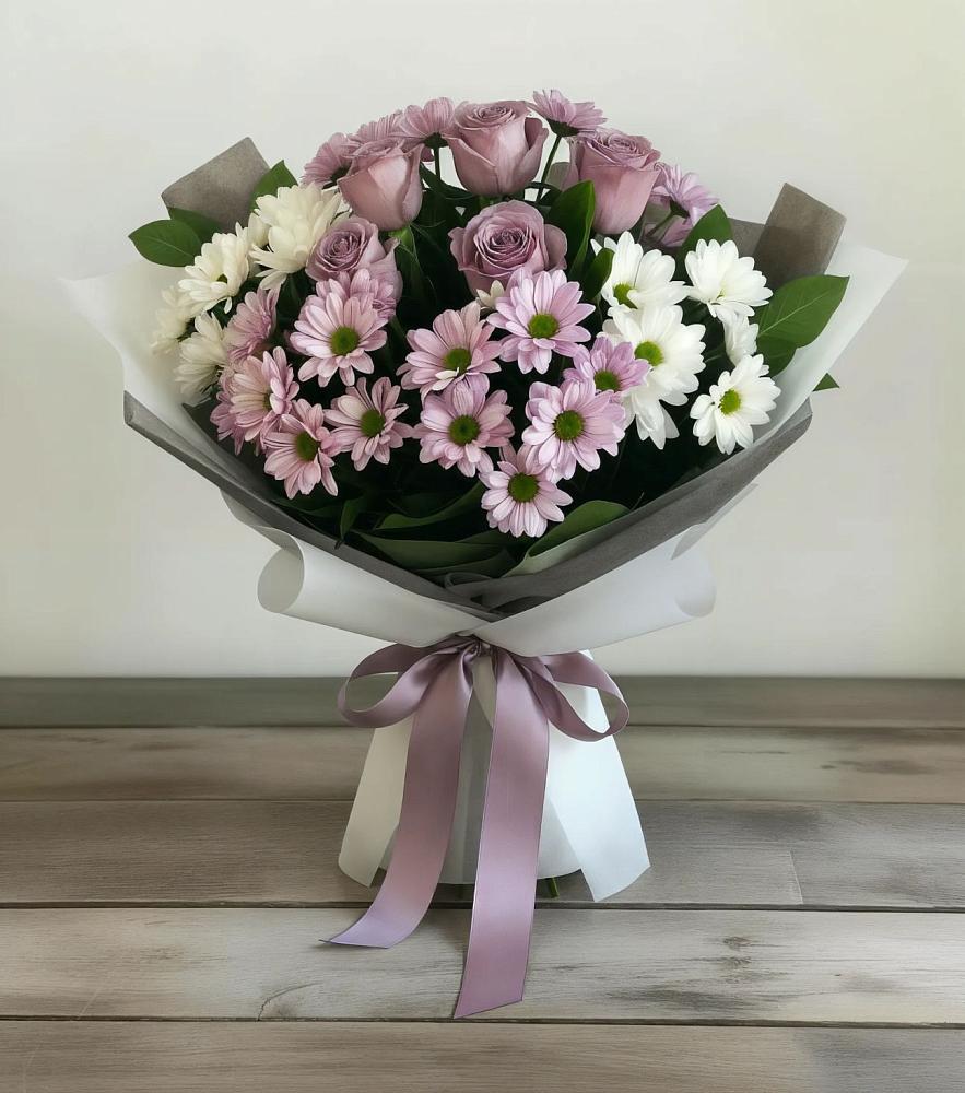 Букет цветов из: Хризантемы и Розы в Раздольном Новосибирской области