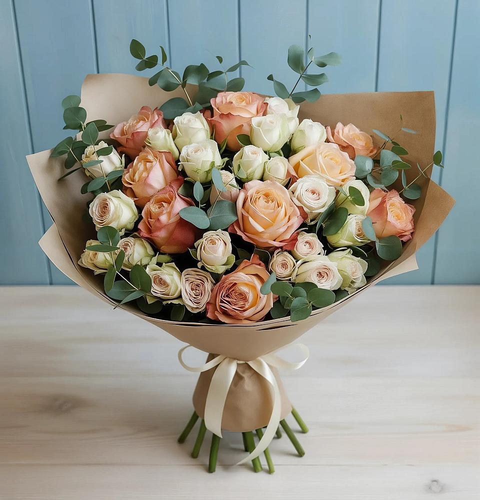 Букет цветов из: Альстромерии и Розы в Раздольном Новосибирской области