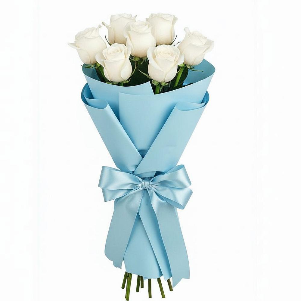 Букет 7 белых роз Проуд в Раздольном Новосибирской области