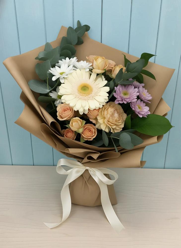 Букет цветов из: Герберы и Хризантемы в Раздольном Новосибирской области