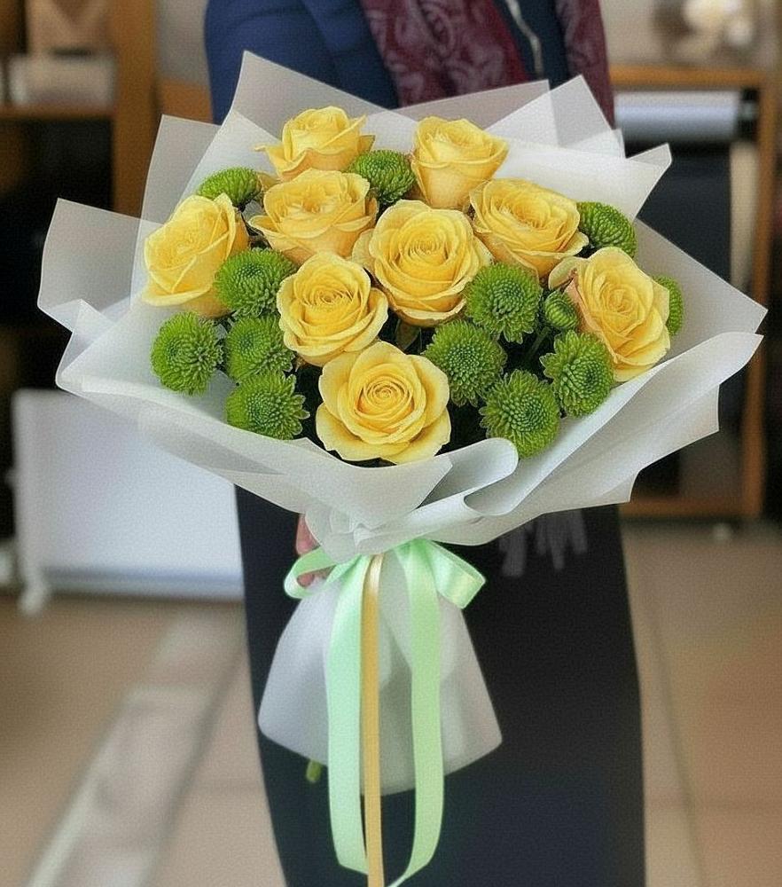 Букет цветов из: Хризантемы и Розы в Раздольном Новосибирской области