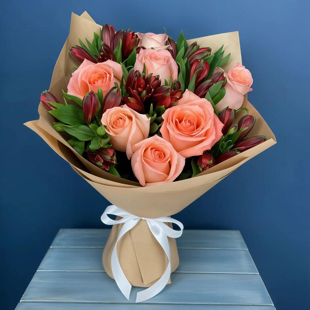 Букет цветов из: Розы и Альстромерии в Раздольном Новосибирской области