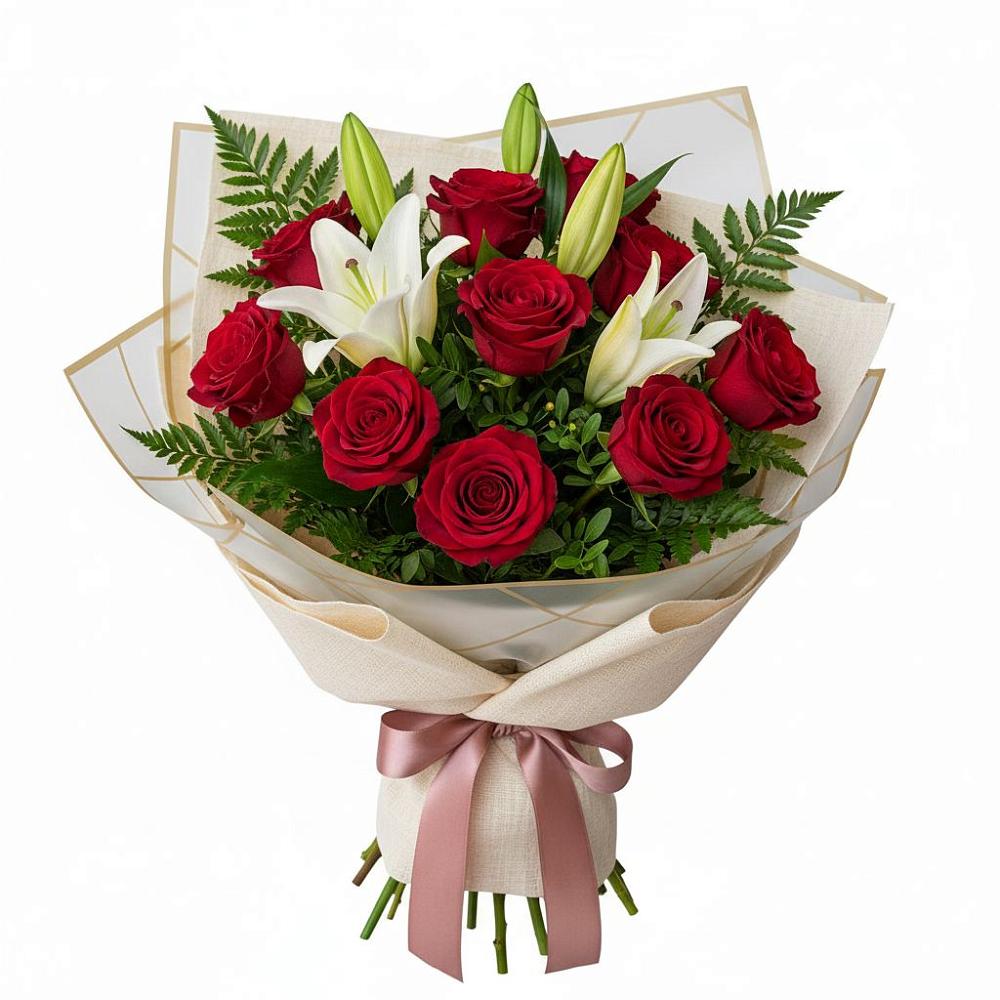 Букет цветов из: Лилии и Розы в Раздольном Новосибирской области