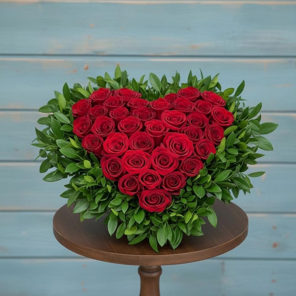 Цветочная композиция из Розы в виде сердца в Раздольном Новосибирской области