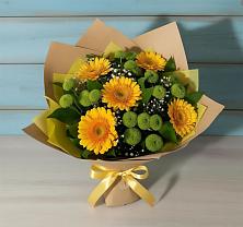 Букет цветов из:  Герберы и Хризантемы в Раздольном Новосибирской области