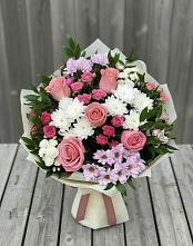 Букет цветов из:  Альстромерии, Гвоздики, Розы и Хризантемы #REPLACE_PRED# Раздольном Новосибирской области