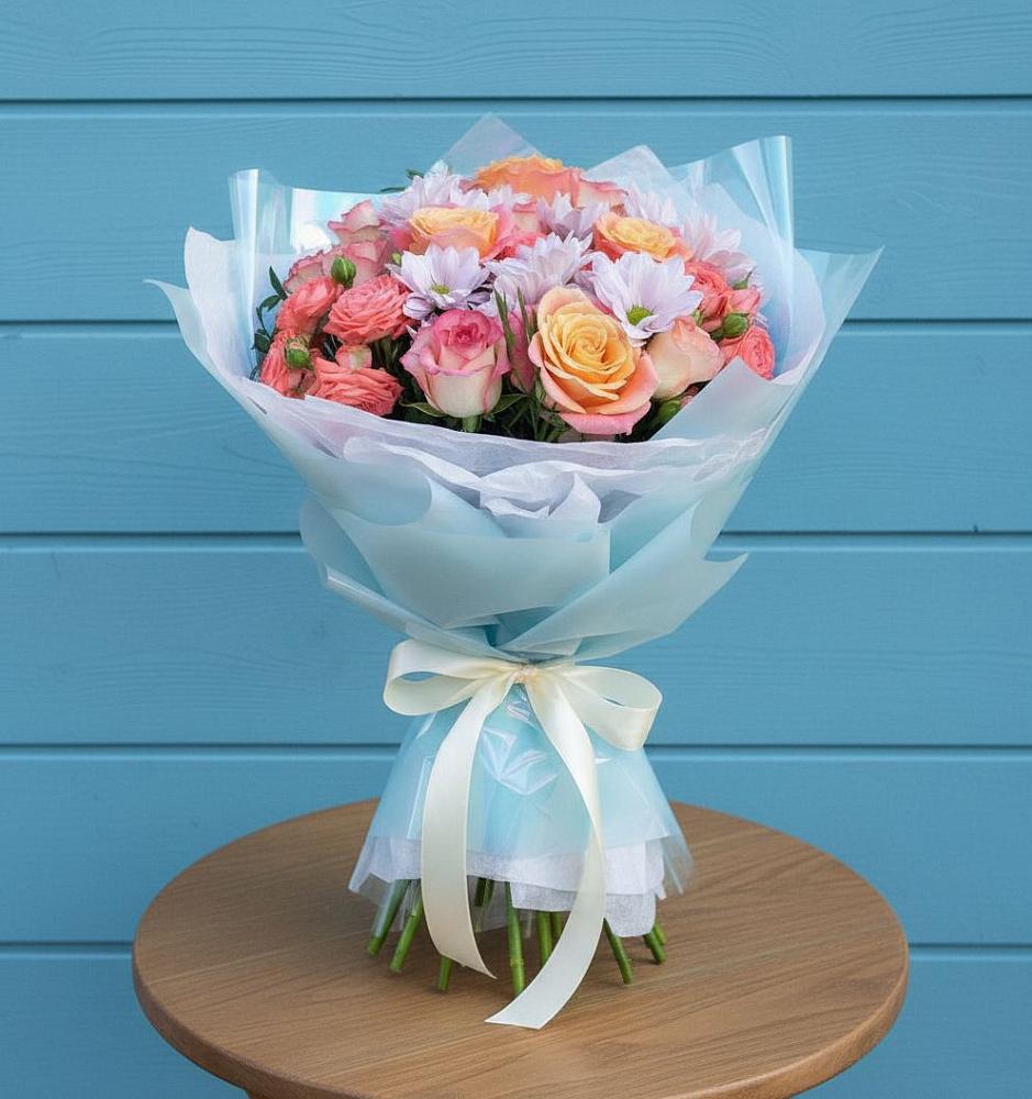 Букет цветов из: Хризантемы и Розы в Раздольном Новосибирской области