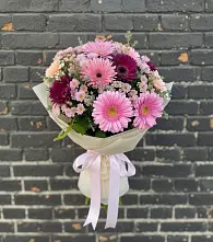 Букет цветов из:  Герберы и Хризантемы в Раздольном Новосибирской области