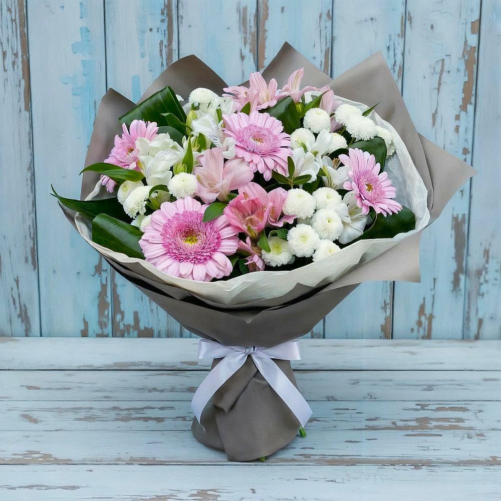 Букет цветов из: Герберы, Альстромерии и Хризантемы в Раздольном Новосибирской области