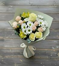 Букет цветов из:  Альстромерии, Розы и Хризантемы в Раздольном Новосибирской области