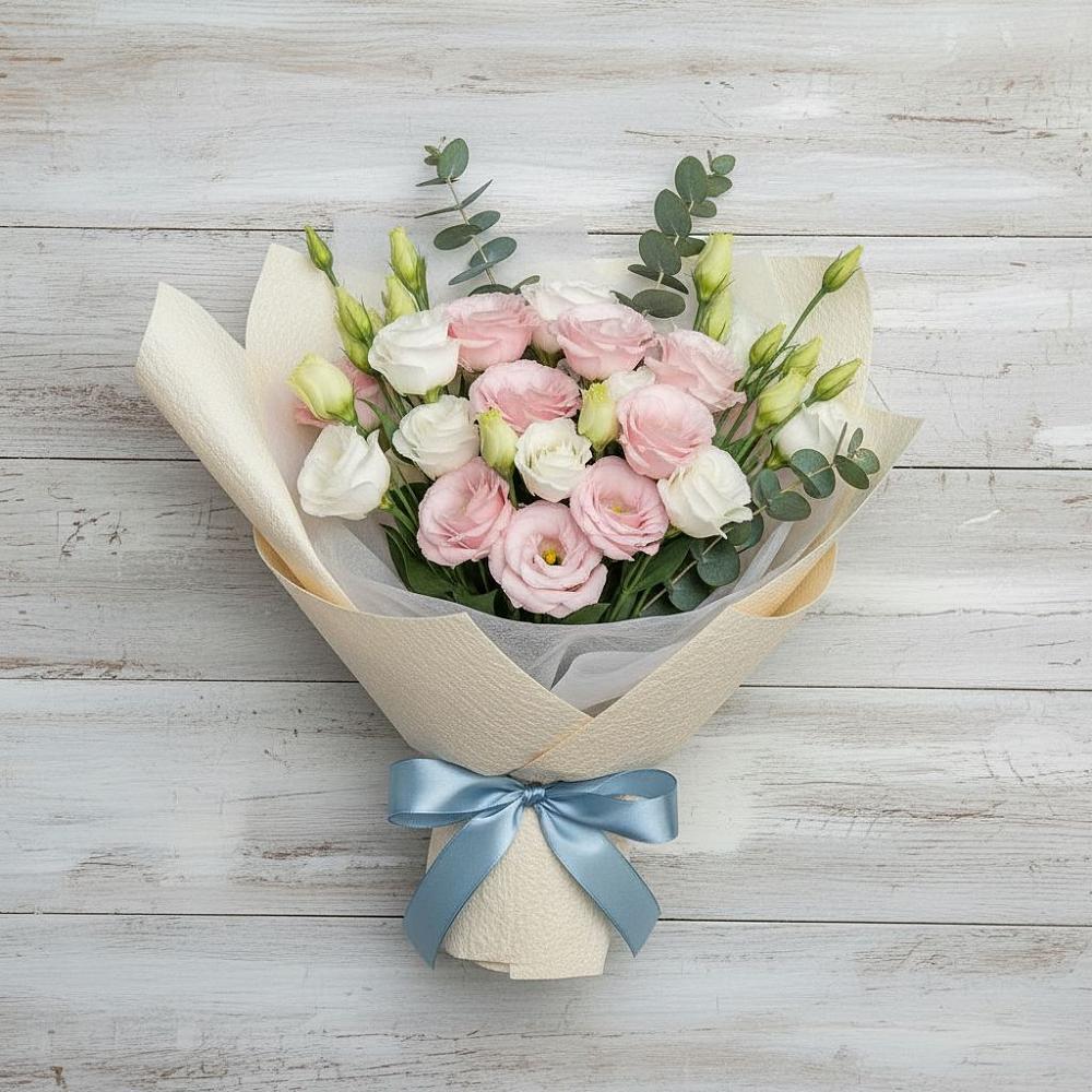 Букет цветов из: Лизиантусы в Раздольном Новосибирской области